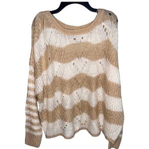 Jessica Simpson tan and white acrylic pullover sweater